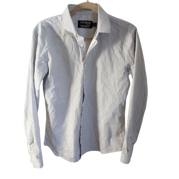 TOPMAN Men's Geometric Printed Long Sleeve Button Down Shirt Size Medium - Picture 2 of 5